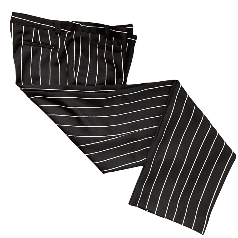 Emporio Armani Trousers Wool Pants Dressy Work Career Black White Stripe Size 12